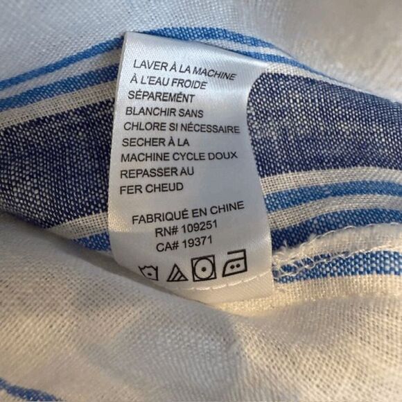 NEW! Birds of Paradis by Trovata Jodie Linen Tie Front Shirt Stripe Size Small - Picture 6 of 9